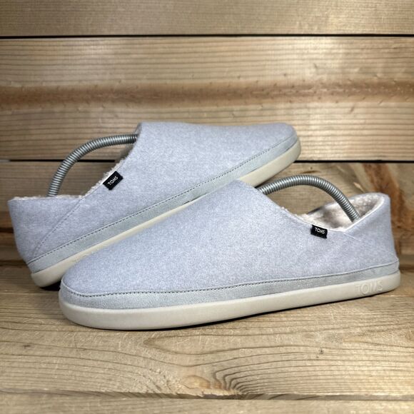 NEW Women’s Size 11 - TOMS Ezra Mid Grey Repreve Two Tone Felt Faux Fur Slippers - Picture 9 of 10